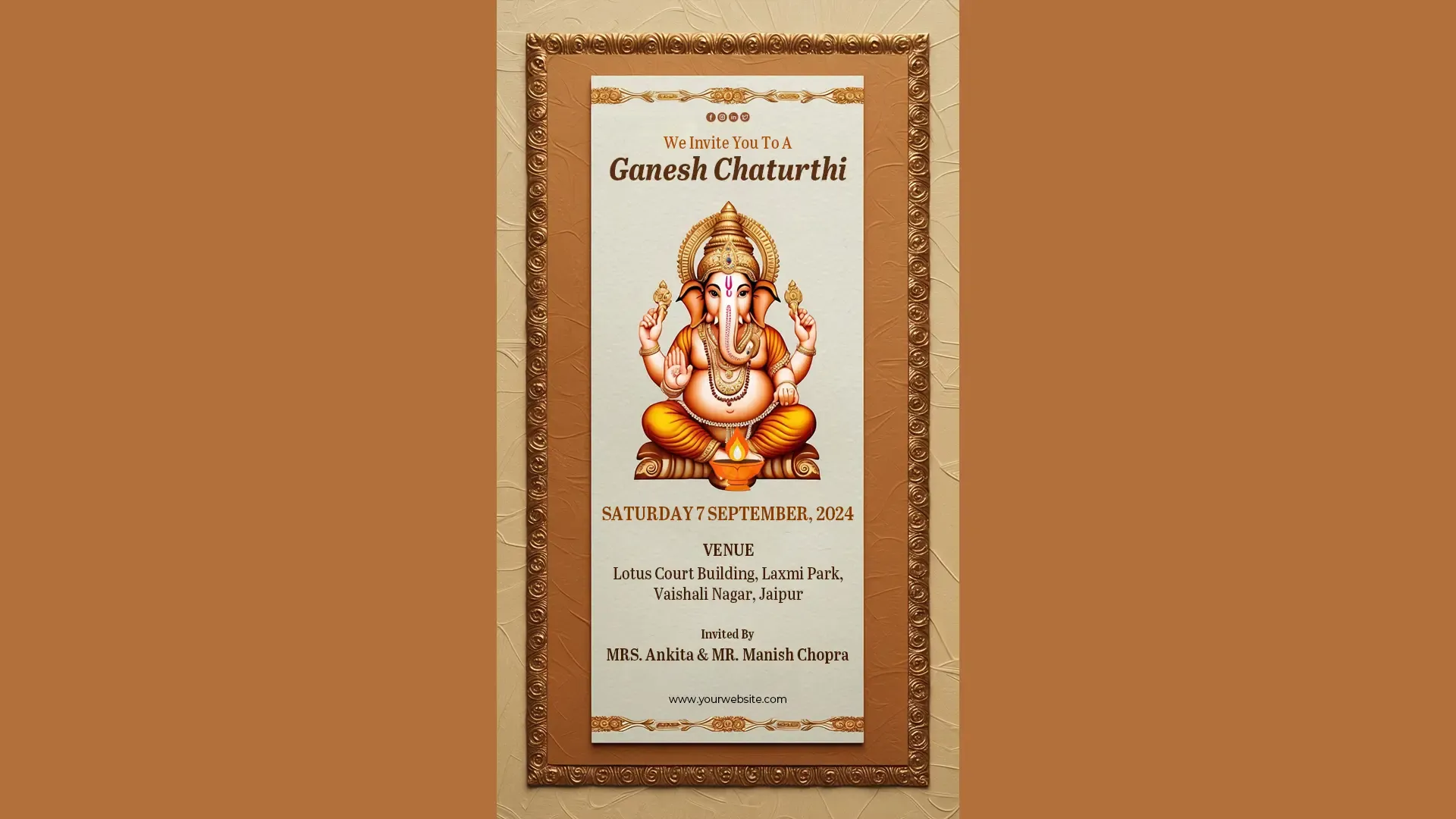 Elegant Ganesh Chaturthi Invitation Card for Instagram Story